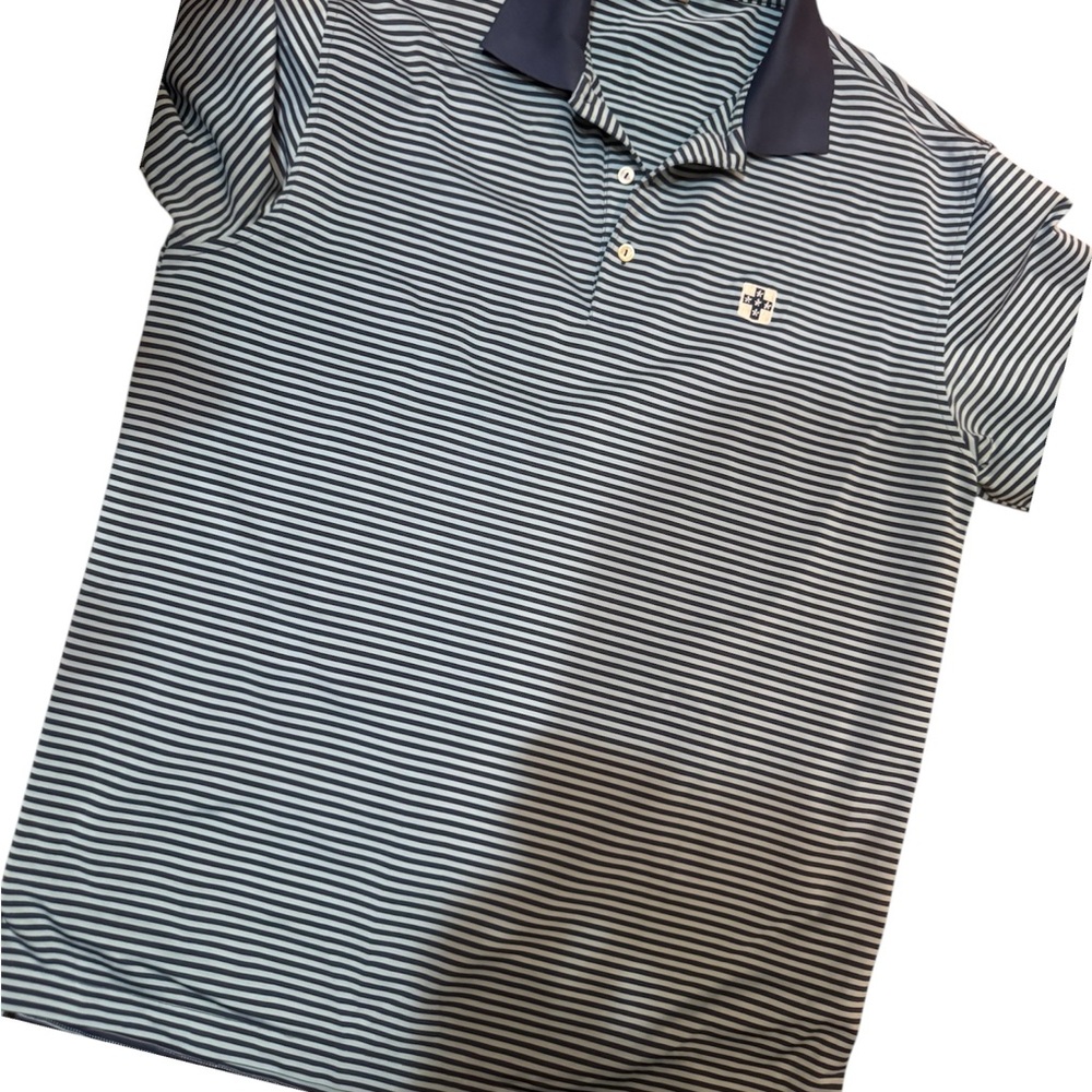 Peter Millar Blue and White Striped Polo Shirt
